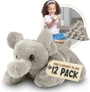 Forest & Twelfth Mini Elephant Plush Toys, 12 Pk Stuffed Animals, Safari Animal Figures for Party Favors, Goody Bags, Classroom Treasure Box