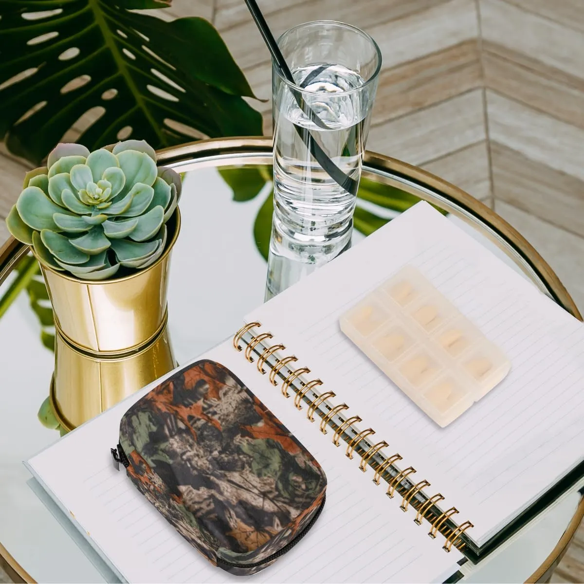 Forest Tree Camo Camouflage Pill Box Small Pill Travel Organizer 7 Day Weekly Medicine Pill Case Cute Compact Size Vitamin Container Pill Bottle Portable Pill Holder Bag with Zipper