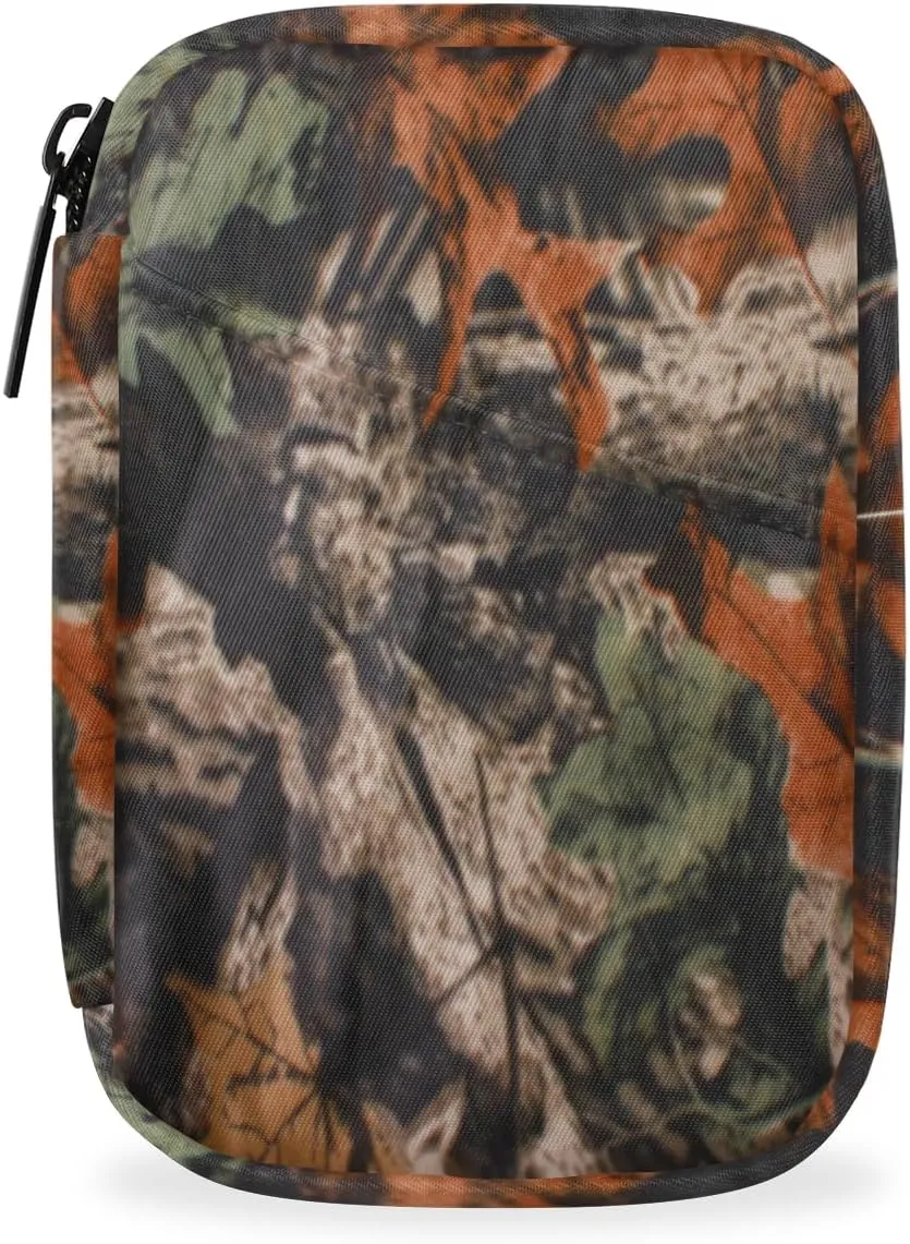 Forest Tree Camo Camouflage Pill Box Small Pill Travel Organizer 7 Day Weekly Medicine Pill Case Cute Compact Size Vitamin Container Pill Bottle Portable Pill Holder Bag with Zipper