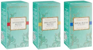 Fortnum and Mason British Tea Royal Blend Breakfast Blend Afternoon Blend, 25 Tea Bags Per Type - Bundled In QualBuy Branded Box