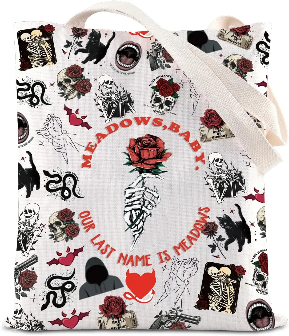 FOTAP Our Last Name Is Meadows Inspire Shoulder Bag Dark Romance Inspire Tote Bag Smut Reader Gift Spicy Book Handbag