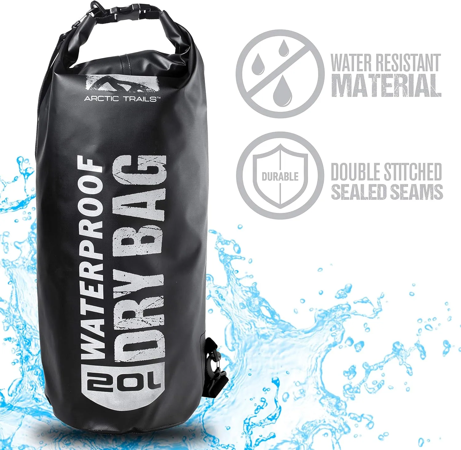 Franklin Sports Arctic Trails Waterproof Dry Bag - Kayak - Camping - Hiking - Boating - Beach - Fishing - Floating - Sea - Ocean 2L/5L/10L/20L/30L - Heavy Duty - Light Weight
