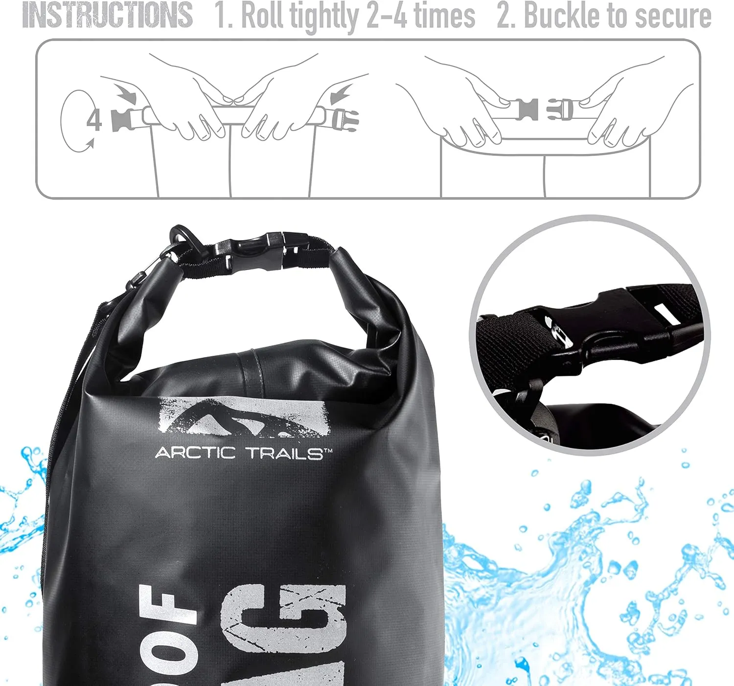 Franklin Sports Arctic Trails Waterproof Dry Bag - Kayak - Camping - Hiking - Boating - Beach - Fishing - Floating - Sea - Ocean 2L/5L/10L/20L/30L - Heavy Duty - Light Weight