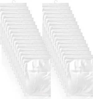 Frcctre 30 Pack Large Hook Reusable Clear Hanging Storage Bags - 10 x 15 Inches Plastic Polyethylene Zip Bags for Packaging Organization