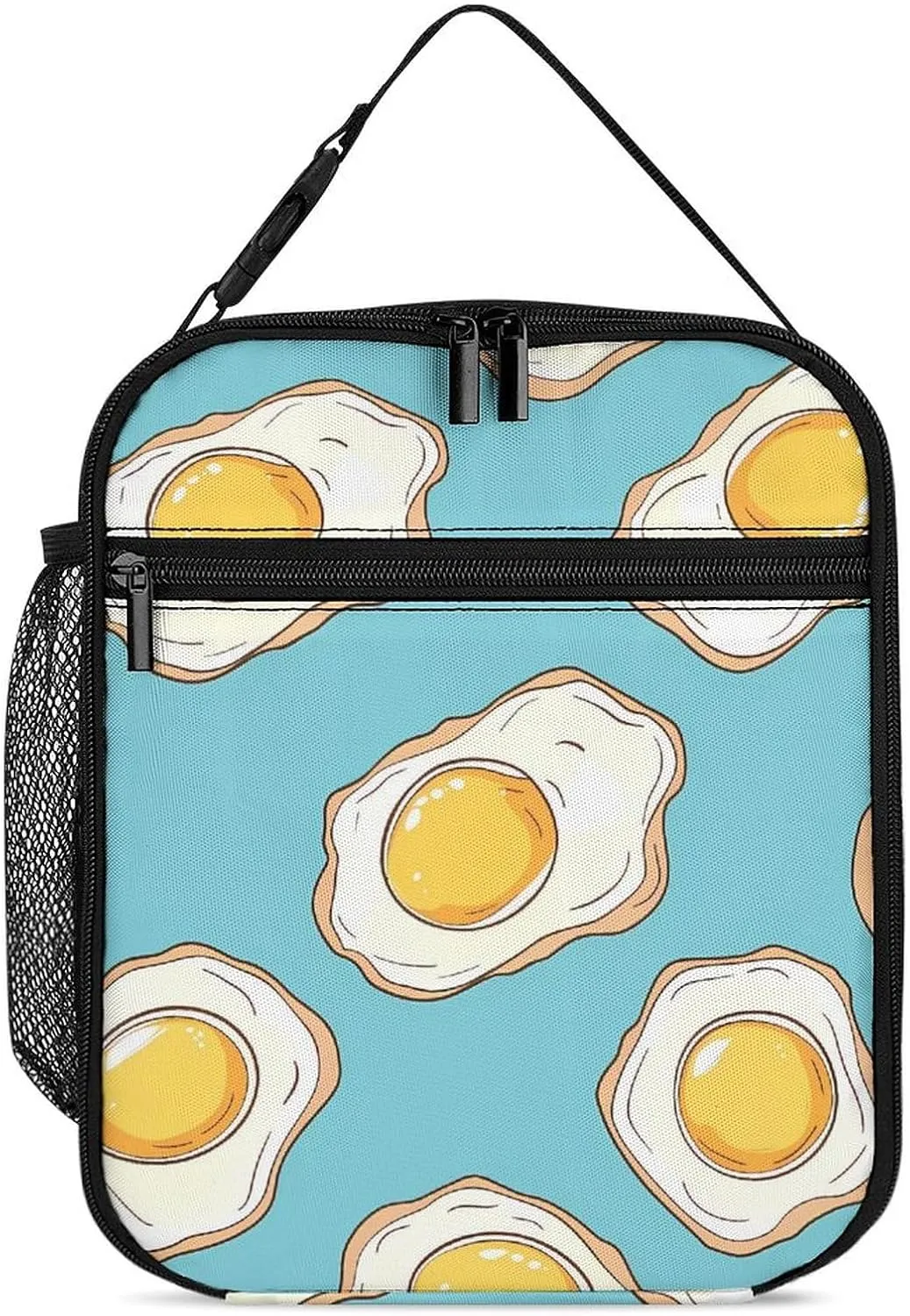 Fried Eggs Breakfast Insulated Lunch Bag Leakproof Insulated Cooler Bag with Handbags Side Pocket for Adults