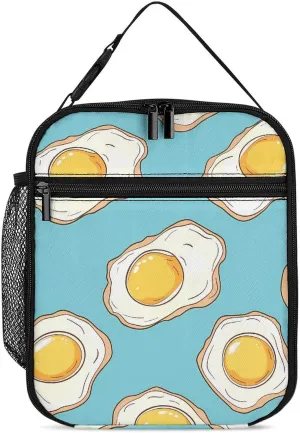 Fried Eggs Breakfast Insulated Lunch Bag Leakproof Insulated Cooler Bag with Handbags Side Pocket for Adults
