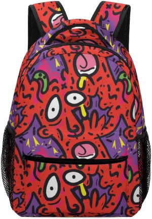 Fright Scream Abstract Doodles Cute Backpack Casual Funny Printing Basic Shoulder Bag for Men Women Travel Picnic
