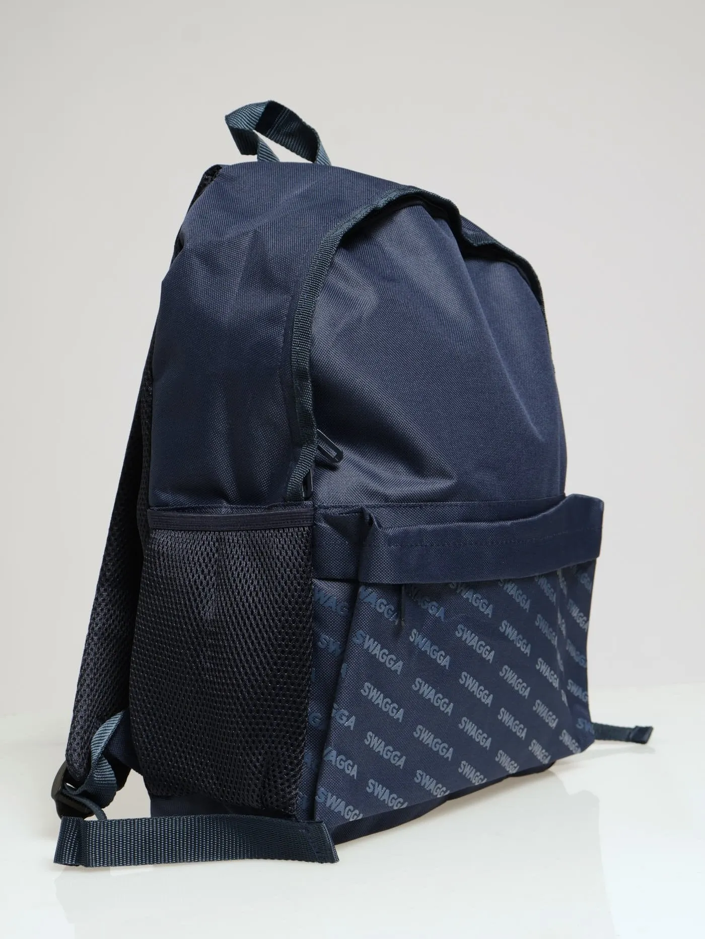 Front Pocket Mono Print Backpack - Navy