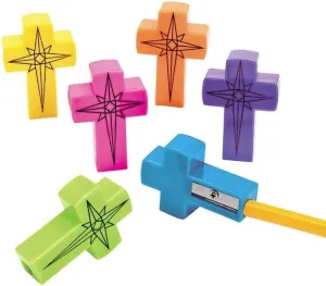 Fun Express - Cross Pencil Sharpeners - Stationery - Pencil Accessories - Sharpeners - 24 Pieces