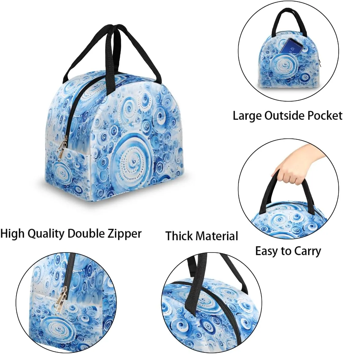 Fun Romance Design Lunch Tote Bag Reusable Insulated Bags Waterproof Adult Portable Meal Cooler Pack for Women Men Picnic Office Work Travel