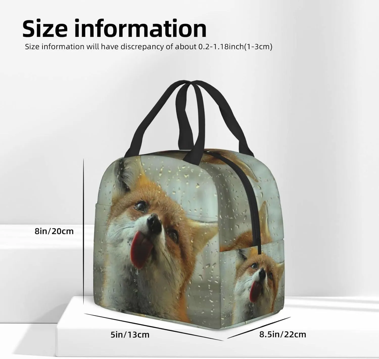 Funny 3d Fox Lunch Box Insulated Meal Bag Lunch Bag Reusable Snack Bag Food Container For Boys Girls Men Women School Work Travel Picnic