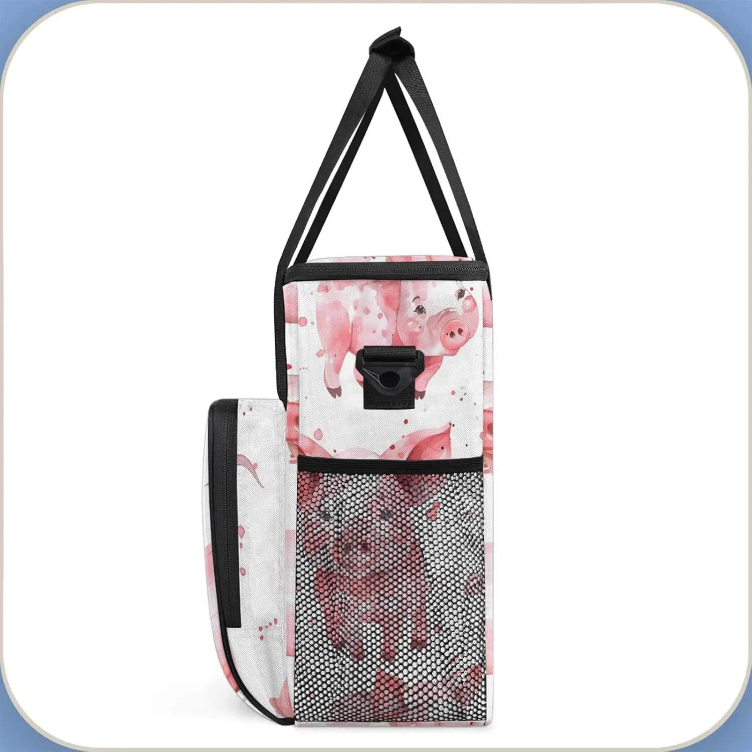 Funny Pig Coffee Maker Carring Bag, Large Insulated Storage Organizer Case Tote Bags with Shoulder Strap for Travel Work Picnic
