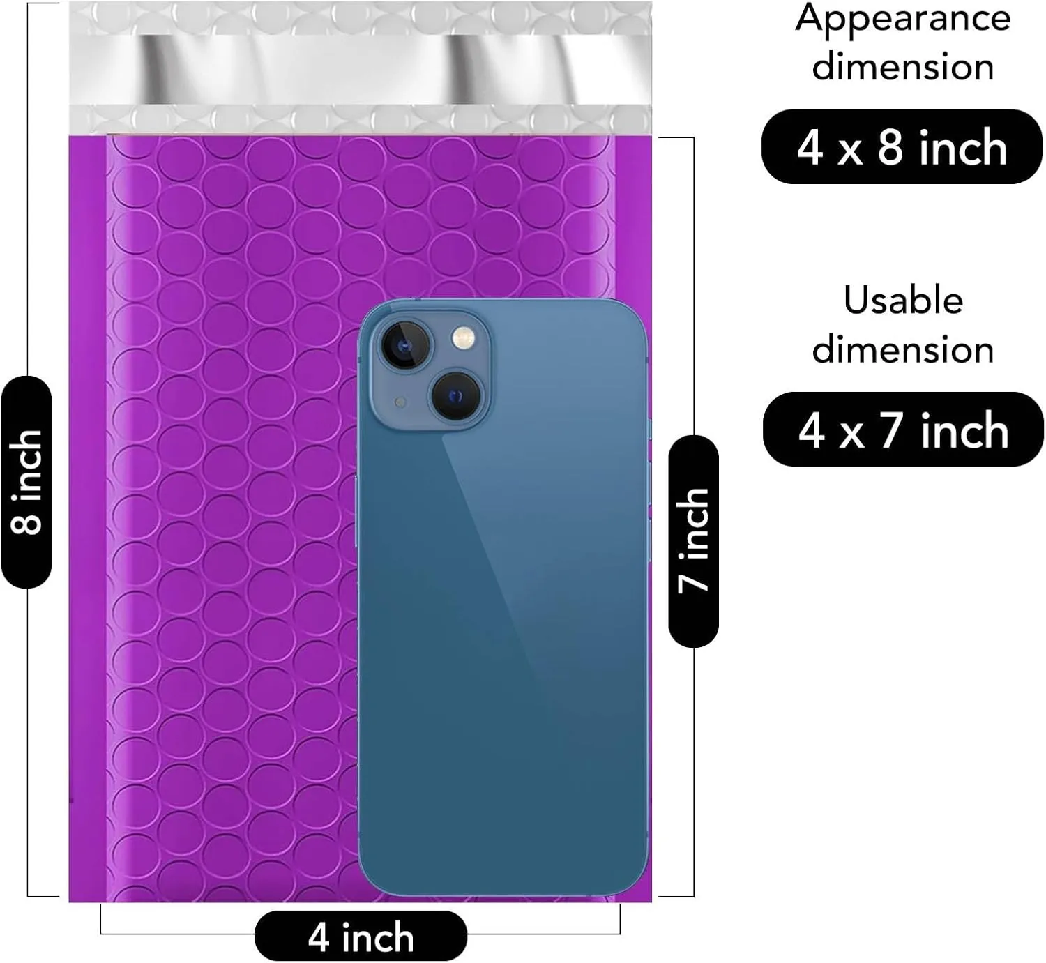 Fuxury Bubble Mailers 4x8 Inch Purple 200 Pack Padded Envelopes Usable Size 4x7" Thick Mailing Envelopes Bubble Opaque Padded Mailers Shipping Bags for Mailing Jewelry Makeup Small Business#000