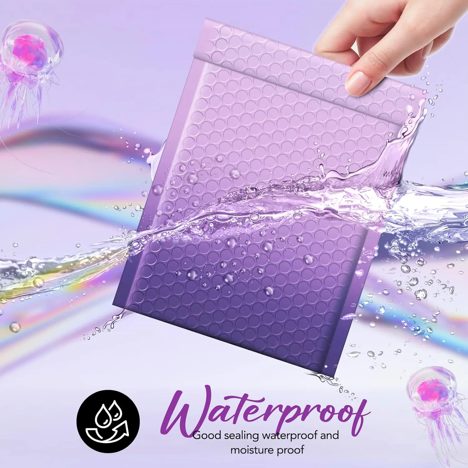 Fuxury Opaque Bubble Mailers 6x10 Inch 100 Pack Gradient Purple Cute Design Padded Envelopes Strong Adhesion Pattern Bubble Shipping Envelopes for Mailing Jewelry, Makeup #0 Thick Bubble Padded Mailer