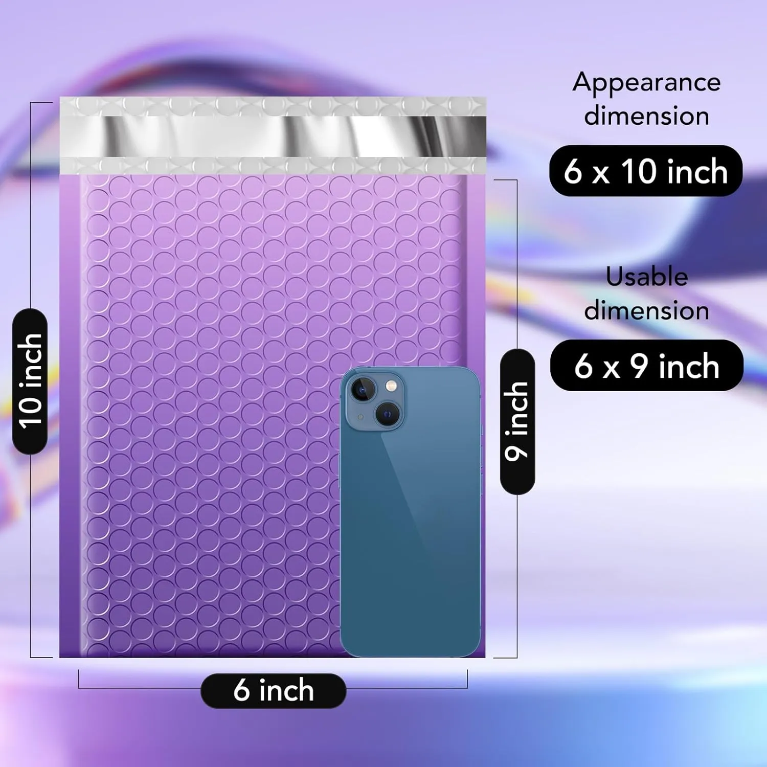 Fuxury Opaque Bubble Mailers 6x10 Inch 100 Pack Gradient Purple Cute Design Padded Envelopes Strong Adhesion Pattern Bubble Shipping Envelopes for Mailing Jewelry, Makeup #0 Thick Bubble Padded Mailer
