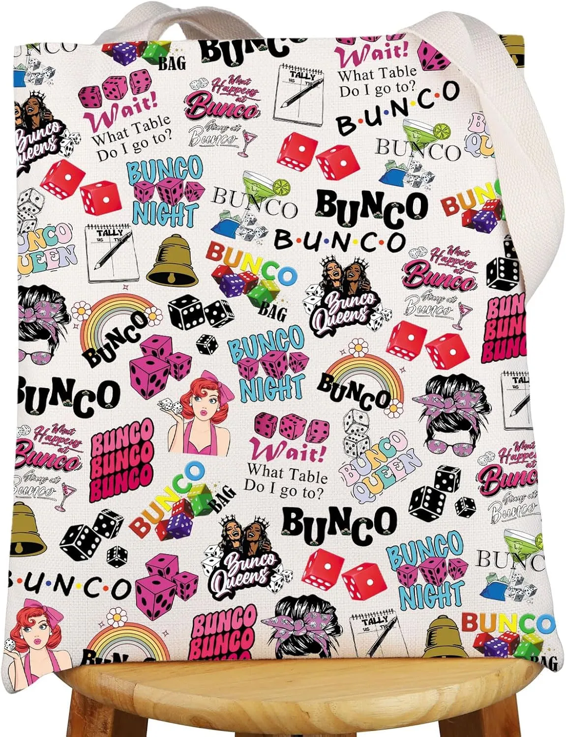 G2TUP Bunco Tote Bag Bunco Dice Gifts Bunco Queen Gifts Bunco Party Bag Bunco Night Shoulder Bag