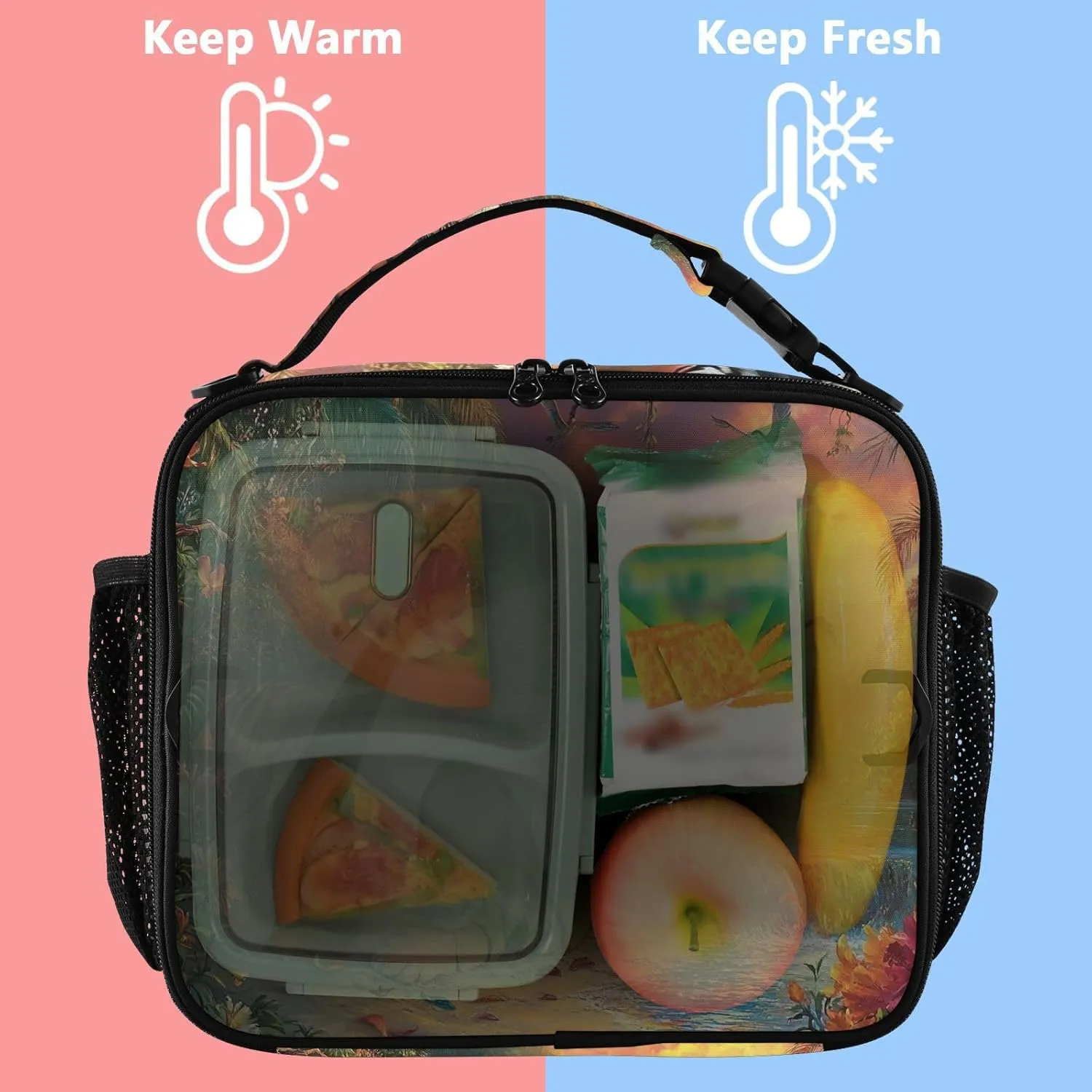 GAIGEO Tigers Painting Scenic Landscape Lunch Box Girls Women Lunch Bag Kids Mens Lunchbox for Work Reusable Cooler Bag Insulated with Adjustable Shoulder Strap