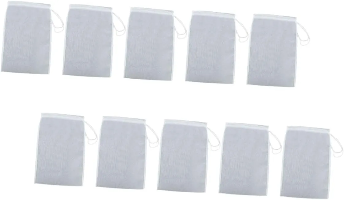 Garneck 3sets Fine Mesh Nut Milk Juice Filter Bag Drawstring Nylon Pocket Soy Milk Filter Pouch Easy Clean Store Home Restaurant Use 10pcs*3