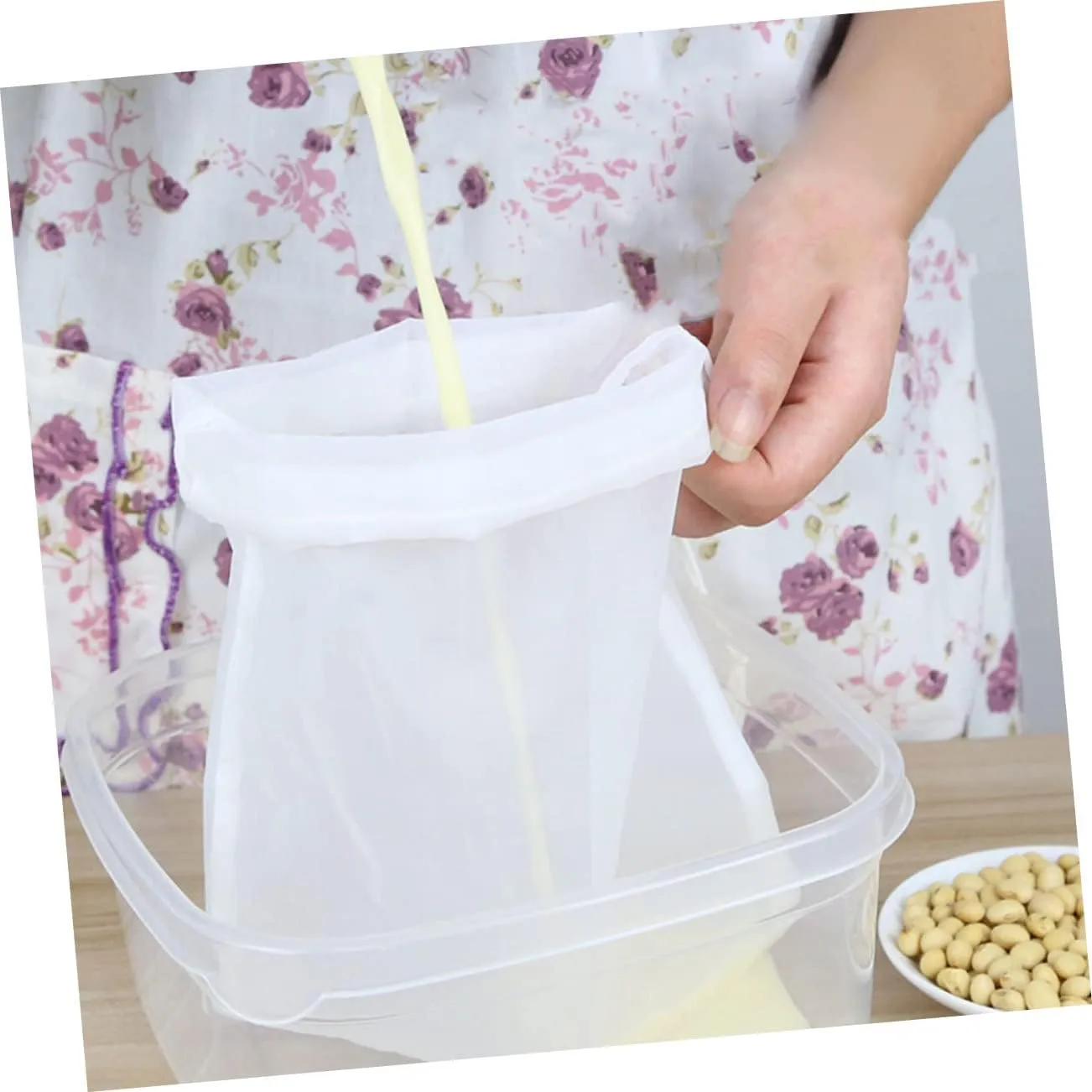 Garneck 3sets Fine Mesh Nut Milk Juice Filter Bag Drawstring Nylon Pocket Soy Milk Filter Pouch Easy Clean Store Home Restaurant Use 10pcs*3