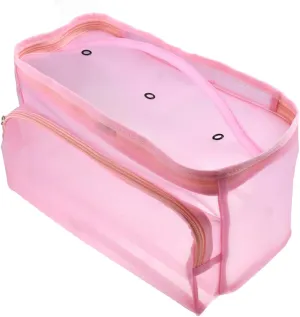 Garneck Lightweight Mesh Tote Bag Woolen Storage Container Pink Nylon Mesh for Mom Girls and Yarn Needs