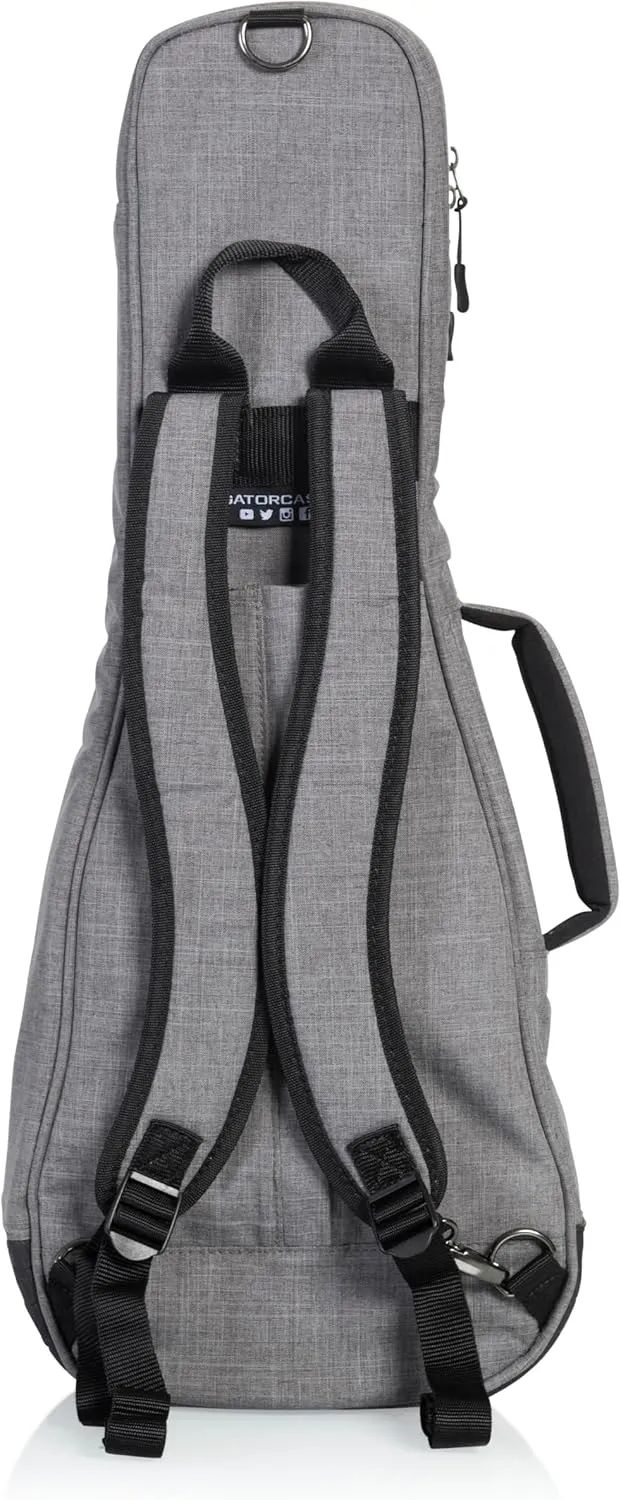 Gator Cases Transit Series Lightweight Concert Ukulele Gig Bag with Back Pack Straps and Rubberized Base, Light Grey Exterior (GT-UKE-CON-GRY)