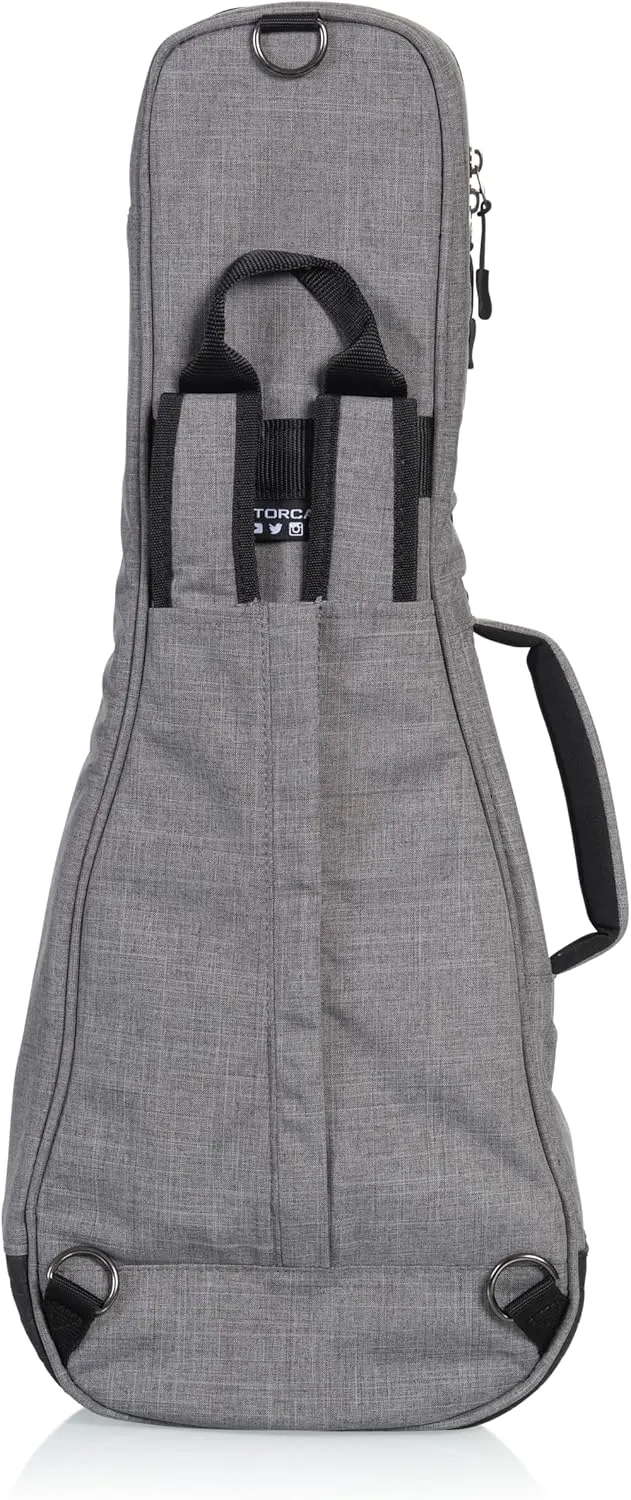 Gator Cases Transit Series Lightweight Concert Ukulele Gig Bag with Back Pack Straps and Rubberized Base, Light Grey Exterior (GT-UKE-CON-GRY)