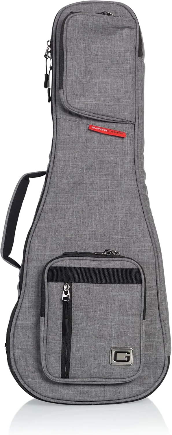 Gator Cases Transit Series Lightweight Concert Ukulele Gig Bag with Back Pack Straps and Rubberized Base, Light Grey Exterior (GT-UKE-CON-GRY)