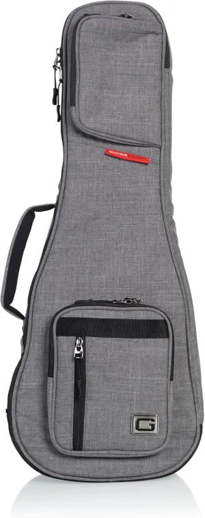 Gator Cases Transit Series Lightweight Concert Ukulele Gig Bag with Back Pack Straps and Rubberized Base, Light Grey Exterior (GT-UKE-CON-GRY)