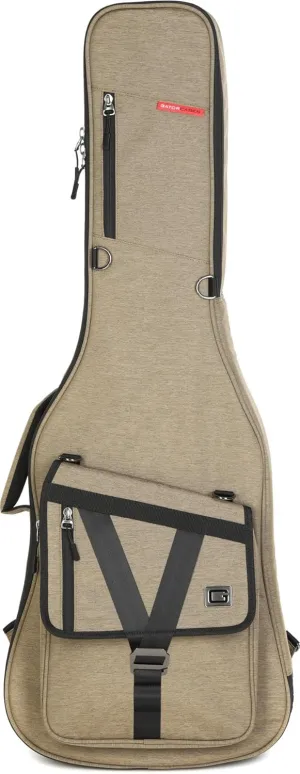 Gator Cases Transit Series Lightweight Electric Guitar Gig Bag with Back Pack Straps and Rubberized Base, Tan Exterior (GT-ELECTRIC-TAN)