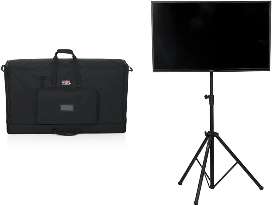 Gator Padded Nylon Dual Carry Tote Bag for Transporting (2) 40"-45" LCD Screens or LED TVs   Deluxe Adjustable Tripod Stand