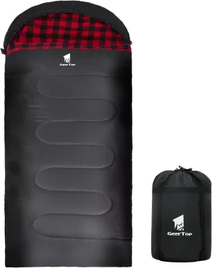 GEERTOP Flannel Sleeping Bags for Adults Big & Tall People Portable Cold Weather Envelope XXL All Seasons Camping Sleeping Bag