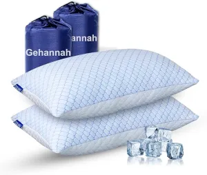 Gehannah Travel Pillow - Large 2 pack Compressible Camping Pillow for Sleeping - Shredded Memory Foam Pillow with 2 Storage Bag Compact Supportive, Pillow for Adult Kid Outdoor Backpacking Hiking Gear