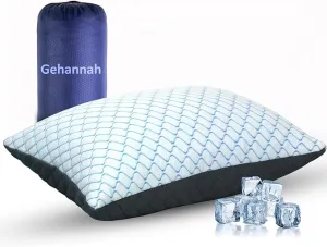 Gehannah Travel Pillow - Large Size Compressible Camping Pillow for Sleeping, Shredded Memory Foam Pillow with Storage Bag Compact Supportive, Pillow for Adults Kids Outdoor Backpacking Hiking Gear