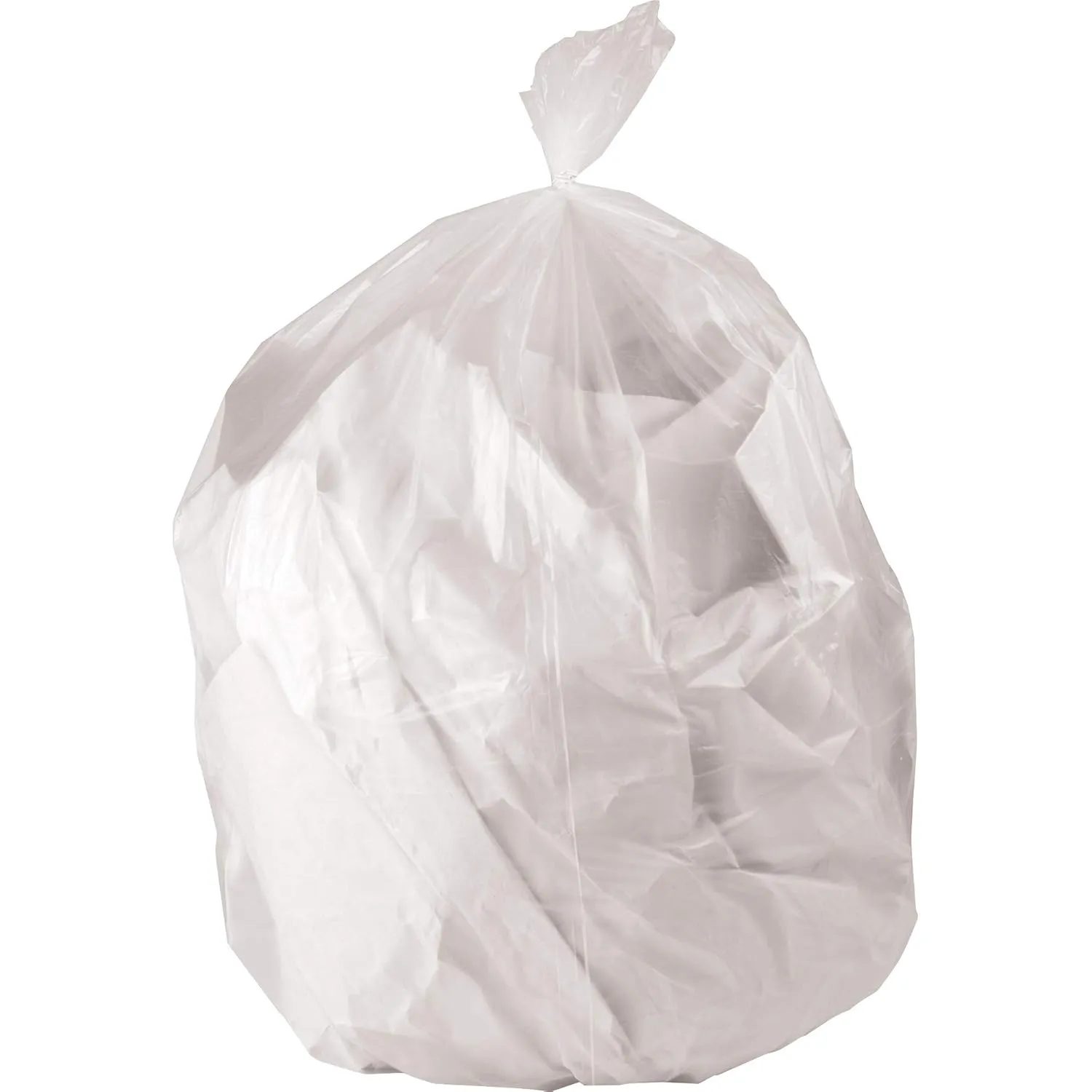Genuine Joe Strong Economical Trash Bags, 33 gal Capacity, 33" Width x 40" Length x 0.63 mil (16 Micron) Thickness, Clear, 250 Count