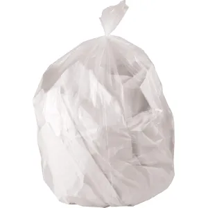 Genuine Joe Strong Economical Trash Bags, 33 gal Capacity, 33" Width x 40" Length x 0.63 mil (16 Micron) Thickness, Clear, 250 Count