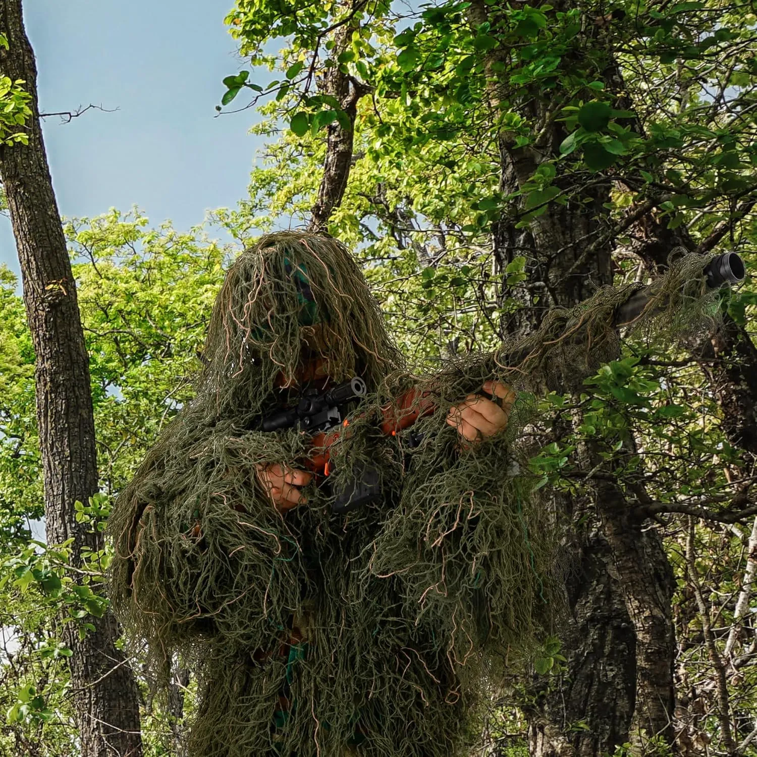 Ghillie Suit for Men, Gilly Suit for Adults Camo Hunting Clothes 3D Woodland Camouflage Suits for Hunting
