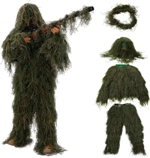 Ghillie Suit for Men, Gilly Suit for Adults Camo Hunting Clothes 3D Woodland Camouflage Suits for Hunting