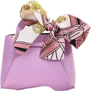 Gift Bags 20PCS Leather Pink Gift Bags Wedding Favour Bag for Guest Handbag with Ribbon Candy Packaging Box Festival Party Decor(Purple,Small)