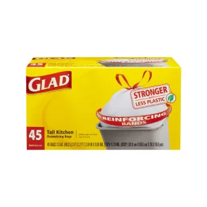 Glad Trash Bags, Tall Kitchen Drawstring Garbage Bags - OdorShield 13 Gallon Grey Bag - 45 Count
