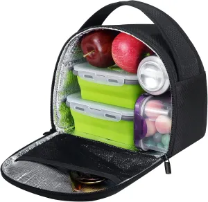 Gloppie Insulated Lunch Bags Lunch Box Cooler Bags Lunch Tote Bag for Bento Box, for Kids Adult, Black Honeycomb