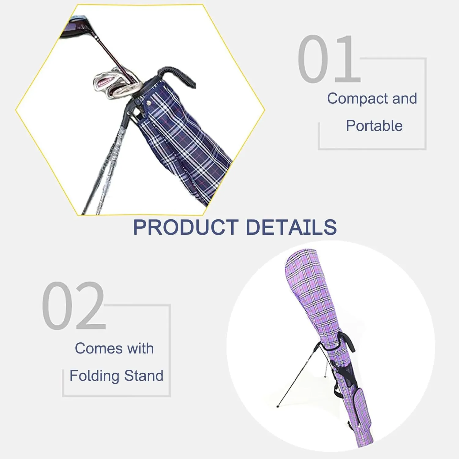 Golf Bag, Lightweight Golf Club Bags with Stand and Strap, Pitch and Putt Golf Cart Bag, Golf Gifts for Men