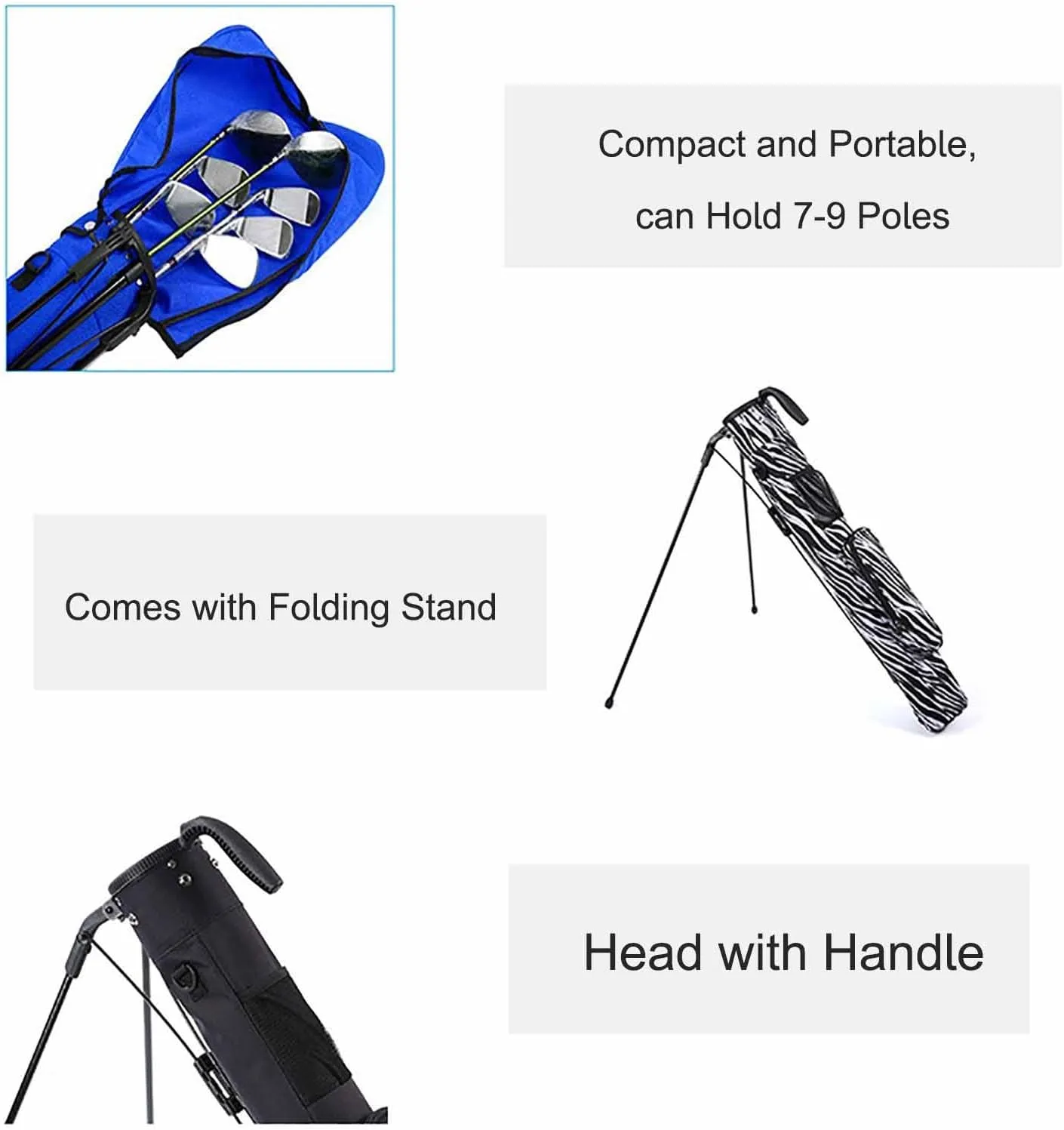 Golf Bag, Lightweight Golf Club Bags with Stand and Strap, Pitch and Putt Golf Cart Bag, Golf Gifts for Men
