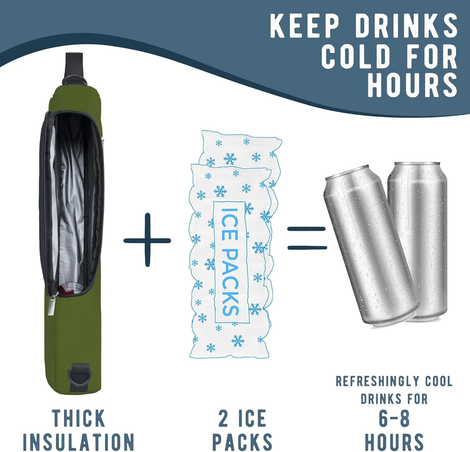 Golf Cooler Bag Plus Ice Pack Soft Sided Insulated Cooler Bag- Holds 6 Pack of Cans or 2 Wine Bottles - Grey Camo Golf Beer Sleeve Black Fits Discreetly in Golf Bags