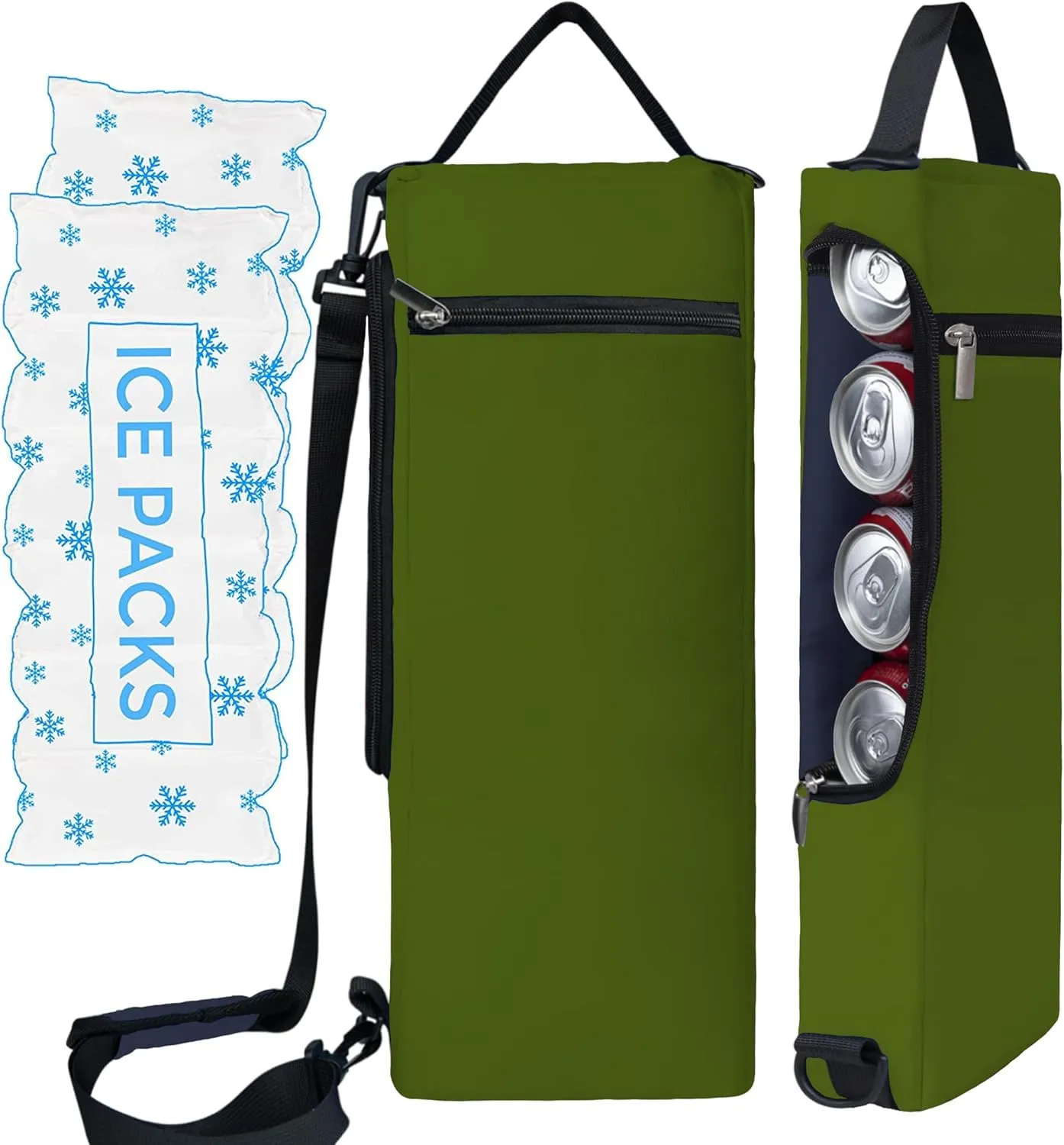Golf Cooler Bag Plus Ice Pack Soft Sided Insulated Cooler Bag- Holds 6 Pack of Cans or 2 Wine Bottles - Grey Camo Golf Beer Sleeve Black Fits Discreetly in Golf Bags