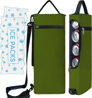 Golf Cooler Bag Plus Ice Pack Soft Sided Insulated Cooler Bag- Holds 6 Pack of Cans or 2 Wine Bottles - Grey Camo Golf Beer Sleeve Black Fits Discreetly in Golf Bags