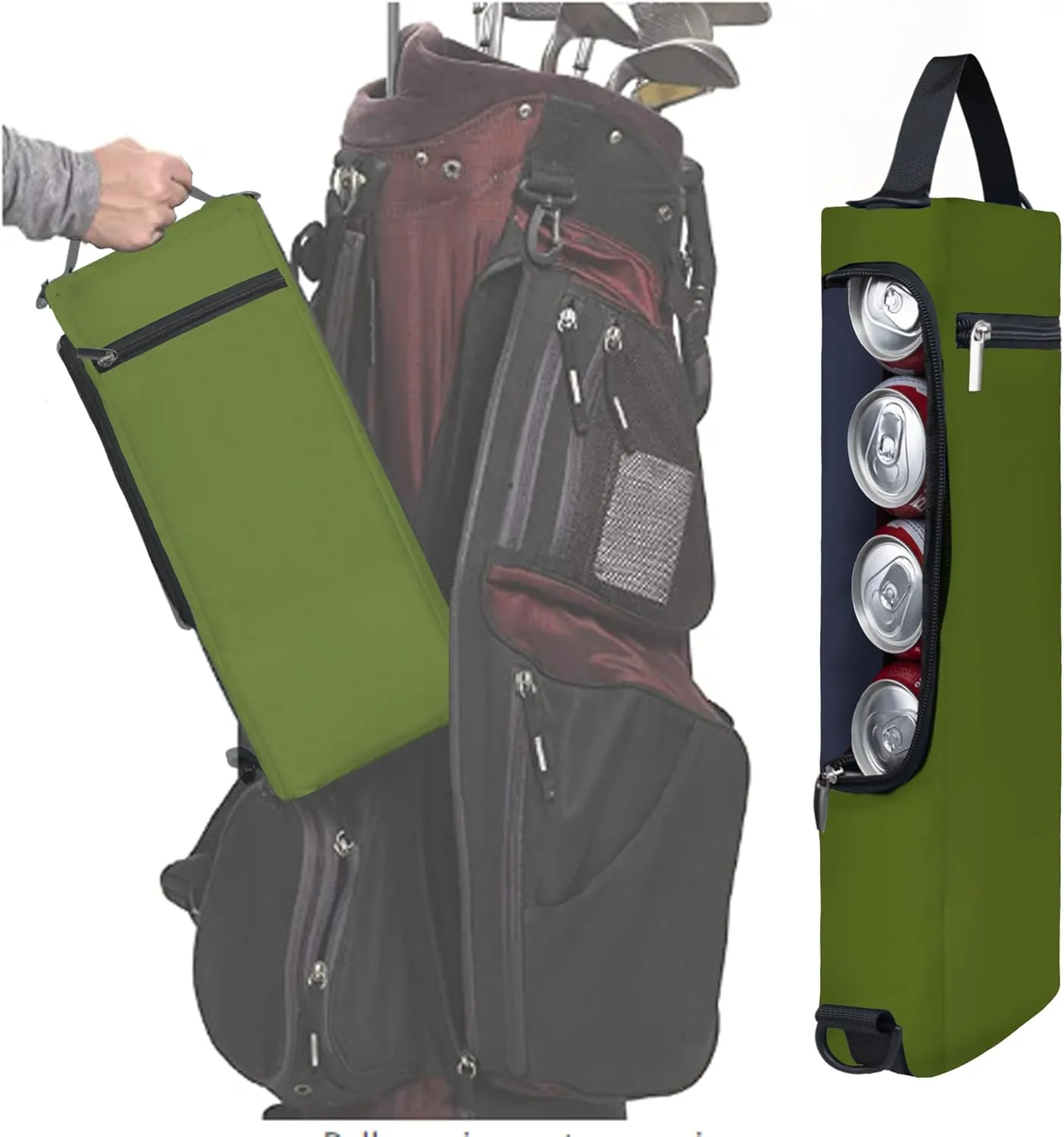 Golf Cooler Bag Plus Ice Pack Soft Sided Insulated Cooler Bag- Holds 6 Pack of Cans or 2 Wine Bottles - Grey Camo Golf Beer Sleeve Black Fits Discreetly in Golf Bags