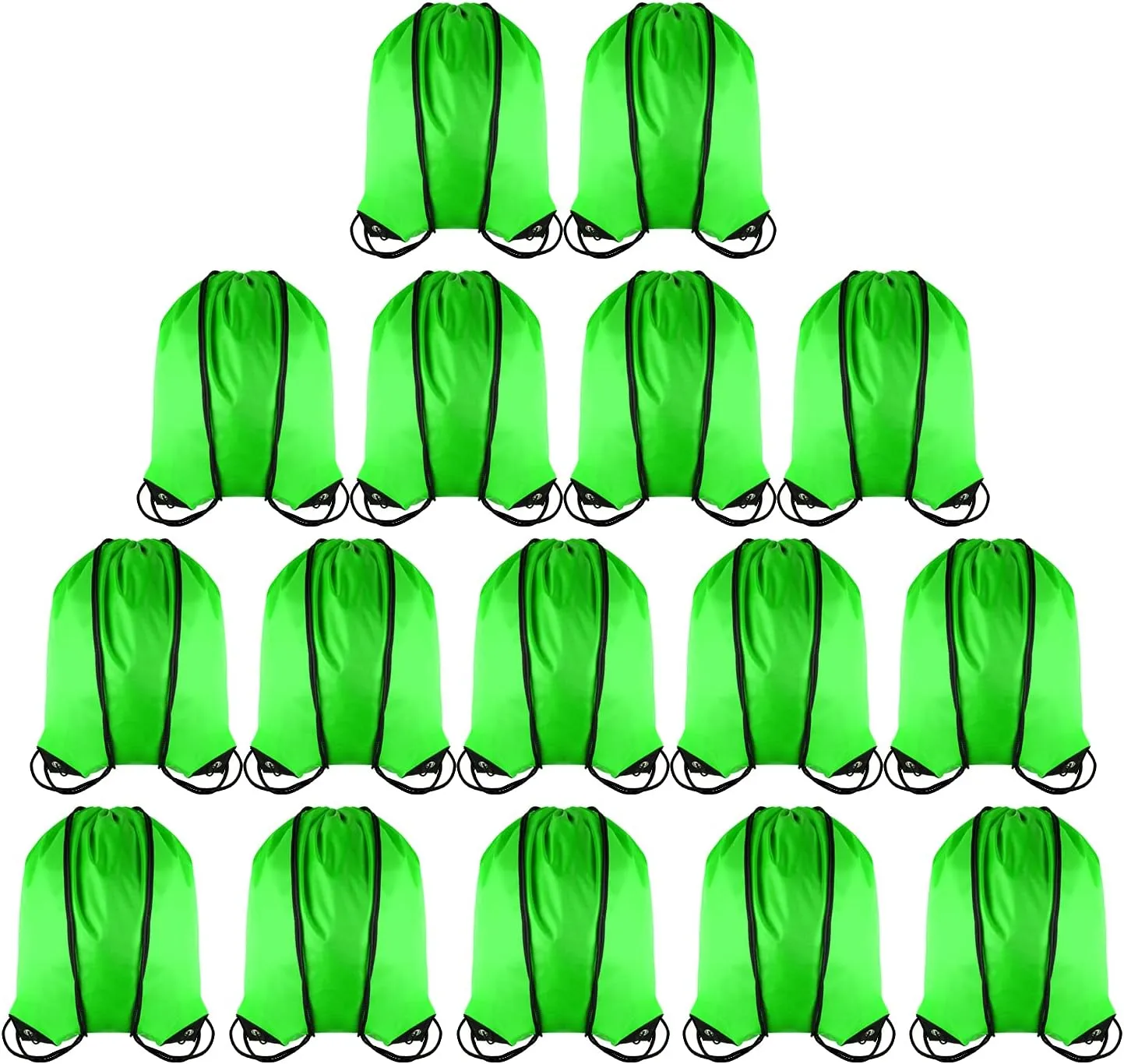 GoodtoU Drawstring Backpack Bags String Sack - Drawstring Gym Bag Cinch Backpacks in Bulk Green 16 Pcs