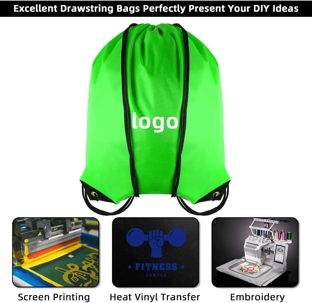 GoodtoU Drawstring Backpack Bags String Sack - Drawstring Gym Bag Cinch Backpacks in Bulk Green 16 Pcs