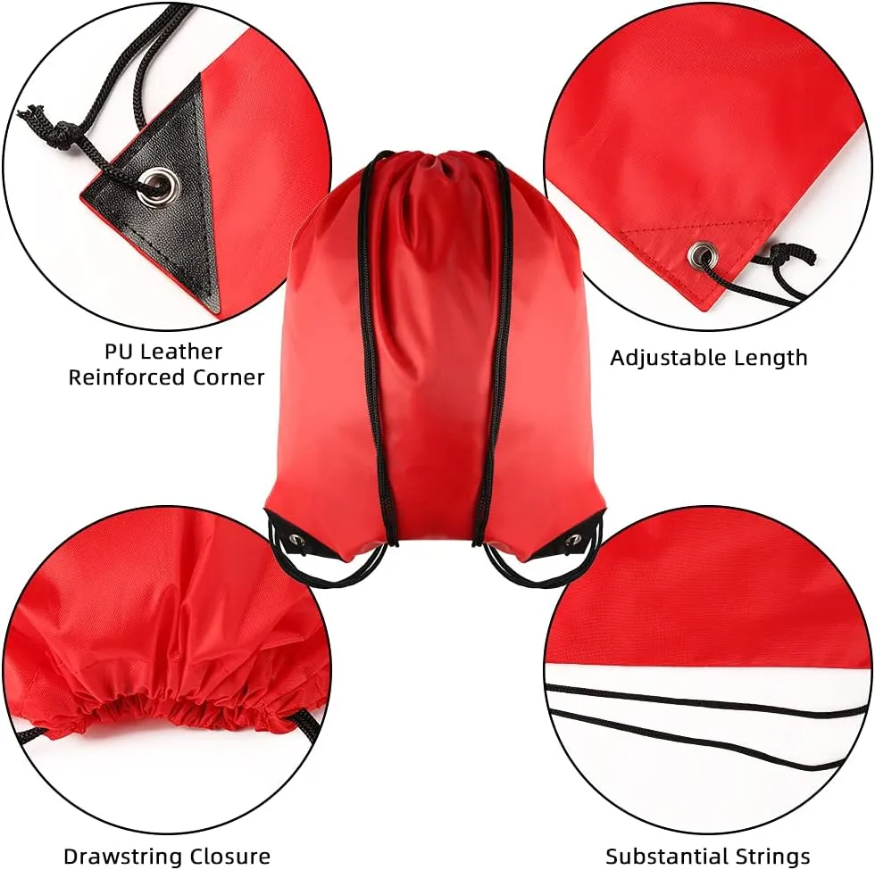 GoodtoU Drawstring Bags Bulk, 60 Pcs Draw String Bags Cinch Bag Drawstring Gym Bag Sackpack Drawstring Backpack for Women Men, Red