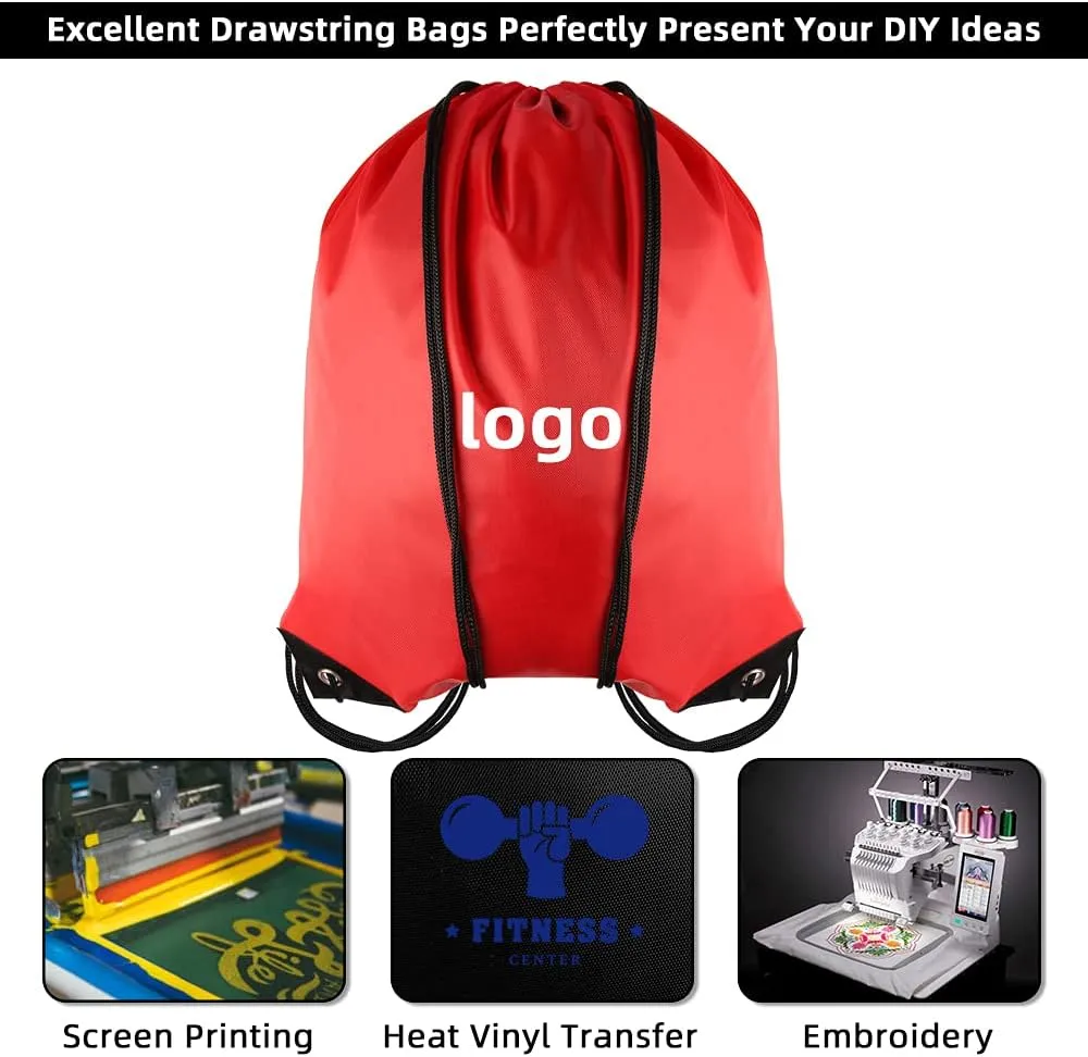 GoodtoU Drawstring Bags Bulk, 60 Pcs Draw String Bags Cinch Bag Drawstring Gym Bag Sackpack Drawstring Backpack for Women Men, Red